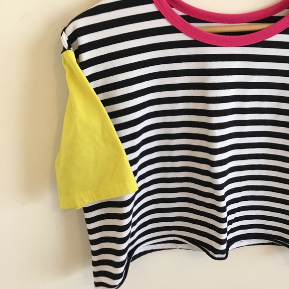 Cropped | cropped top color block shirt - Picture 6 of 8